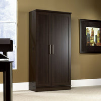 Sauder – Armoire de rangement Home Plus avec 2 tablettes à hauteur réglable, chêne Dakota-Deux tablettes à hauteur réglable et une tablette fixe derrière chaque porte