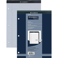 Cambridge - Tablette de papier de qualité supérieure, 8 1/2 po x 11 3/4 po, ligné large, blanc, 70 feuilles, 3 perforations-Les pages perforées à trois trous facilitent le rangement de vos notes directement dans un classeur