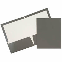 JAM PaperMD – Chemises de présentation lustrées à deux pochettes, gris (9 1/2 x 11 1/2 po), 100/boîte-Gris