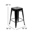 Flash Furniture Tabouret De Bar 24" - Empilable-Noir - Paquet De 4 (4ET3132024BKR)-Convient aux îlots de cuisine et aux restaurants