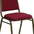 Flash Furniture – Chaise banquet empilable Hercules à dossier trapézoïdal, tissu bourgogne et structure dorée, 4/pqt-Panneau arrière sans couture