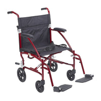 Drive Medical - Fauteuil de transport ultra léger Fly-Lite, bordeaux-Bordeaux, aluminium