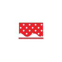Ressources créées par l'enseignant P-12e Grades Bordure festonnée pour tableau d'affichage, Mini pois rouges, Paquet de 108-Utilisez des bordures colorées pour animer les tableaux d'affichage, les fenêtres, les murs et les projets de classe