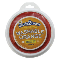 Center Enterprises Tampon encreur/peinture lavable circulaire géant, orange, paquet de 6-Parfait pour les empreintes de mains de taille enfant