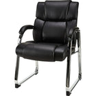 Staples – Fauteuil d'invité Sonada, noir-Siège et dossier en cuir reconstitué avec accents chromés élégants