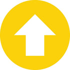 Autocollant de plancher Mark Maker cercle de 12" de diamètre - flèche blanche sur fond jaune-Autocollant de plancher