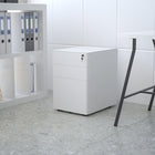 Flash Furniture Classeur à verrouillage Mobile à 3 tiroirs avec tiroir suspendu-blanc (HZCHPL01W)-Tiroirs utilitaires: 13 po larg. x 18,75 po prof. x 2,75 po haut.; File Drawer: 13 po larg. x 18,75 po prof. x 9,75 po haut.