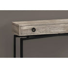 Monarch Specialties - 3455 Table D'Appoint - 42 po L/Faux Bois Taupe/Console Noir-Base robuste en métal noire