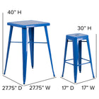Flash Furniture – Ensemble avec table bistro et 2 tabourets sans dossier, int/ext, métal, bleu (CH31330B230SQBL)-Garantie de 2 ans sur les pièces seulement