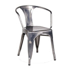 Nicer Furniture - fauteuil industriel empilable de style Tolix A - gris acier - paquet de 2-Chaise à accoudoirs pour intérieur/extérieur
