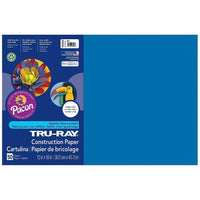 Papier de construction Pacon Tru-Ray, 12" x 18", bleu, 250 feuilles-Papier au sulfite épais de 76 lb, 100 % teint en cuve avec des fibres plus longues et plus résistantes.