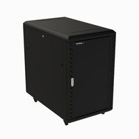 StarTech - Armoire rack pour serveurs 18U de 32 po de profondeur avec roulettes et pieds de mise à niveau-Armoire rack pour serveur avec conception d’armoire à 4 poteaux tout en métal avec profondeur réglable de 18U / roulettes / pieds de mise à niveau / côtés/portes amovibles verrouillables