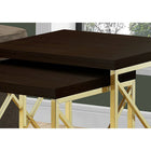 Monarch Specialties - 3237 Tables Gigognes - Ens. 2Pcs/Espresso/Metal Or - Paquet de 2-Robustes, ces tables empilables dotées des cadres en métal doré seront parfaites dans une petite maison, appartement ou condo