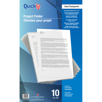 QuickFit Chemises pour projets QuickFitMD, format légal, transparent (10/pqt)-pour du papier au format 8,5 "x 14"