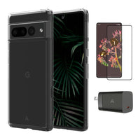 AXS - Ensemble de depart - etui ULTRA CLEAR transparent, protecteur d'ecran et chargeur 30W pour Google Pixel 7 Pro-etui resistant aux chutes avec des poches d'air absorbant les chocs
