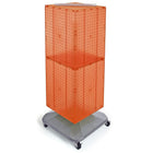 Azar Displays – Présentoir de sol à panneaux perforés emboîtables sur 4 côtés à roulettes, 40 x 14 x 14 po, orange (701436-ORG)-Pivote sur une base carrée à roulettes