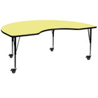 Flash Furniture – Table mobile haricot, surface de 48 x 96 po, hauteur ajustable préscolaire, jaune (XUA4896KIDYLTPC)-Jaune/fini chromé, placage en stratifié, acier