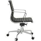 Nicer Furniture - fauteuil de direction à dossier bas - noir-Cadre en aluminium poli, porte-manteau à l'arrière
