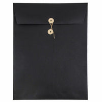 JAM Paper - Enveloppes ouvertes pour catalogue avec fermeture à bouton et ficelle - 9" x 12" - Lin noir - paquet de 25-Couleur: Lin noir