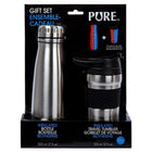 PURE Drinkware - Ensemble de verre, gourde et gobelet à café, gris-Volume: la bouteille peut contenir jusqu'à 500 ml (17 oz) / le gobelet peut contenir jusqu'à 355 ml (12 oz) de n'importe quelle boisson