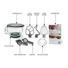 Kenmore Elite - Ovation batteur sur socle de avec couvercle pour verser - 5 qt - bourgogne-Outils de mélange interchangeables lavératoires : batteur/crémeux plat, crochet à pâte et fouet métallique