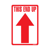 SPC - Étiquette Adhésive "This End Up" Avec Flèche - 2 po x 3 po - Rouge sur Blanc - Paquet de 500-Étiquette adhésive "This End Up" 
