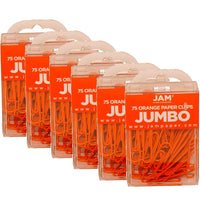 JAM Paper – Trombones géants, orange, 6 paquets de 75, total de 450 (42186871g)-Orange