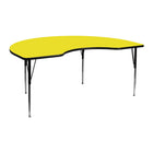 Flash Furniture – Table d’activités haricot, 48 x 72 po, surface stratifiée haute pression de 1,25 po, pattes réglables, jaune-Stratifié jaune