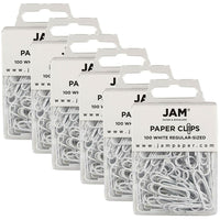 JAM Paper – Trombones standard, blanc, 6 paquets de 100, total de 600 (2183755g)-Blanc