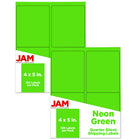 JAM Paper - Étiquettes postales, 4 x 5 po, vert fluo, 2 paquets de 120 (354329156G)-Étiquettes vert fluo