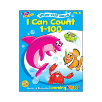 TREND enterprises Inc. - Livre d'activités à section effaçable, I Can Count 1-100, préscolaire : prématernelle, maternelle-Livre à couverture souple avec des pages effaçables pour les jeunes enfants qui pratiquent la motricité de base, la reconnaissance numérique et lâ™écriture numérique