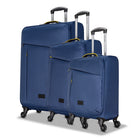 Club Rochelier - Ensemble de 3 bagages souples - Bleu marine et Jaune-Système de poignée télescopique à bouton-poussoir