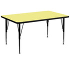 Flash Furniture – Table d’activités rectangulaire de 36 x 72 po, surface thermofusionnée, pattes préscolaires réglables, jaune-Stratifié jaune