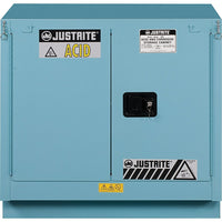 JustriteMD – Armoire de rangement Sure-GripMD acides et matières corrosives, 2 portes manuelles (35 x 35 x 22 (po))-Étagères et fond doublés de plateaux amovibles en polyéthylène pour faciliter le nettoyage