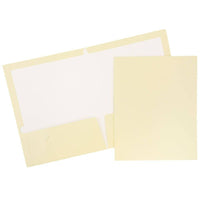 JAM PaperMD – Chemises de présentation à 2 pochettes plastifiées et lustrées, ivoire, 25/paquet-Chemises en papier cartonné lustré ivoire
