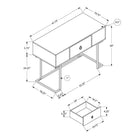 Monarch Specialties - 7386 Bureau 42 po - Gris Moderne/Metal Noir-Dimensions du produit: 41,75 pouces L x 19,75 pouces P x 30 pouces H