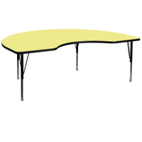 Flash Furniture – Table d’activités haricot, 48 x 72 po, surface thermofusionnée, pattes préscolaires réglables, jaune-Stratifié jaune