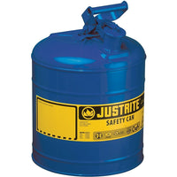 JustriteMD – Bidon de sécurité de type I sans entonnoir, 2 gal, 9 1/2 x 13 3/4 po, bleu-Les bidons de sécurité de type I sont conçus avec un seul bec pour remplir et verser toutes sortes de liquides inflammables