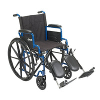 Drive Medical – Fauteuil roulant bleu avec bras rabattables vers l'arrière, siège de 18 po, repose-jambes élévateurs-Bleu, acier
