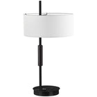 Dainolite - Lampe de table à incandescence moderne Fitzgerald, 1 lumière, noir mat avec abat-jour blanc-Convient aux bureaux et tables d'appoint