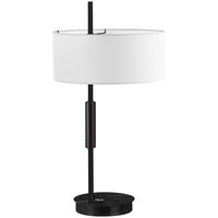 Dainolite - Lampe de table à incandescence moderne Fitzgerald, 1 lumière, noir mat avec abat-jour blanc-Convient aux bureaux et tables d'appoint