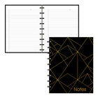 Blueline – Cahier MiracleBind Collection Or – 9-1/4 po x 7-1/4 po – Noir – 58 Feuilles-Ligné gris avec marge