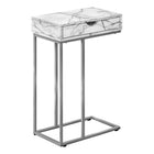 Monarch Specialties - 3772 Table D'Appoint - 25 po H/Marbre Blanc/Metal Argent-Dimensions du produit : 15,75 pouces L x 9,45 pouces L x 24 pouces H