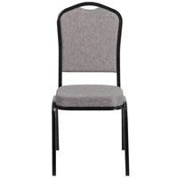Chaise de banquet HERCULES empilable, dossier couronne, tissu gris, siège épais 2,5 po, cadre noir [FD-C01-B-5-GG]-Chaise de banquet multi-usages