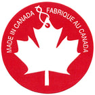 SPC - Étiquette Adhésive Bilingue "Made in Canada" - 1-3/8 po de Diamètre - Blanc Sur Rouge - Paquet de 1000-Étiquette adhésive "Made In Canada"