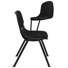 Flash Furniture - Chaise coquille ergonomique rembourrée noire avec accoudoir-tablette rabattable pour gauchers-Accoudoir-tablette en plastique pour gaucher avec rainure pour crayon