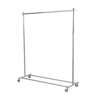 Futech A02L Support à vêtements sur roulettes, 42 "W x 43" -68 "H,  Tige chromée / Base argentée, Métal-Taille: 42 "W
