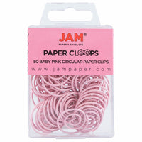 JAM PAPER - Trombones Circulaires Colores, Rose Bebe, 2 Paquets de 50-Couleur : Rose clair bebe / rose tendre