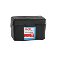 Staples - Boîte à fiches - 3 po x 5 po - noir-Le couvercle se plie pour pemettre de mieux voir les fiches