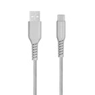 Powerology - Câble de recharge et de synchronisation USB C tressé de 6 pieds, de type C vers USB A - Argent-6 pieds de longueur